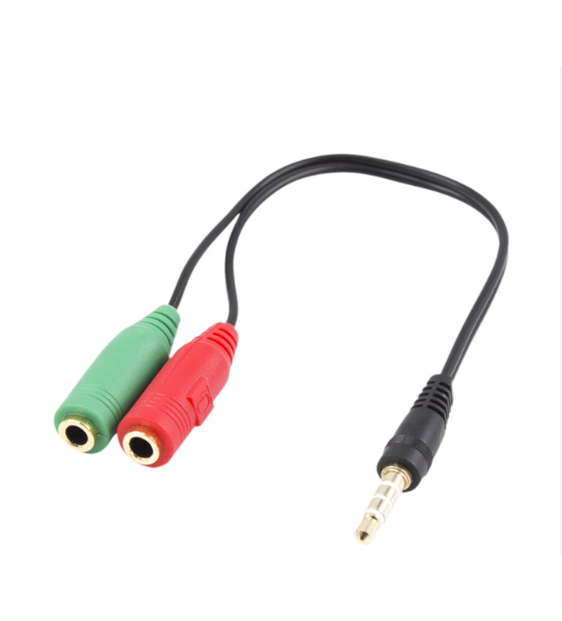 Cavo adattatore audio Jack 3.5 / M 4 pin - 2xJack 3.5 / F 3 pin, nero, 0,15 m